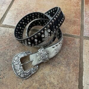 NOCONA COW FUR RHINESTONE WESTERN BELT